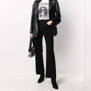 SLVRLAKE Wide Leg Raw Hem High Rise Grace Jeans Washed Black Shadow Ridge Sz 28